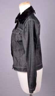 CHRISTINA ROTELLI Dark Denim Jacket w Faux Fur Collar 4  