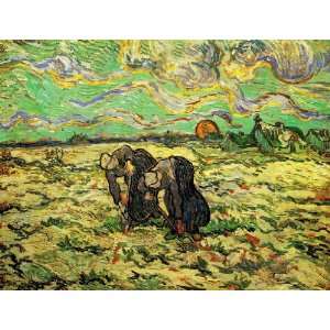  Two Peasant Women Digging in Field with Snow canvas art 