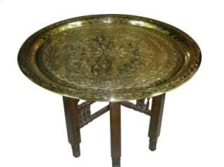 Islamic Moroccan Brass Tray Table 20 with wooden stand  