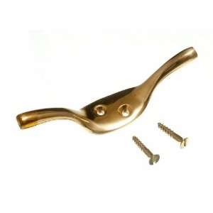 CLEAT HOOK CURTAIN BLIND TIE BACK SOLID BRASS 75MM WITH SCREWS ( pack 