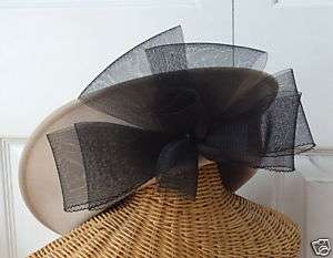 Mr John Tan/Bk Wool Fashion Church Hat Dress Tea Hats  