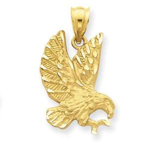  14k Gold Satin Diamond cut Eagle Pendant Jewelry