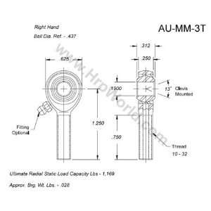  Aurora Bearing Company MM 3T; .190 Bore   10 32 Thread RH 