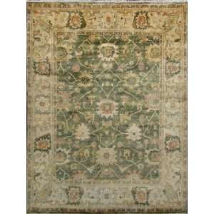  Green 9 X 12 Hand Knotted Turkish Oushak Wool Rug H1568 