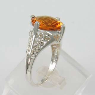 12MM ANTIQUE CUSHION CITRINE RING .925 FREE USA SHIPPIN  