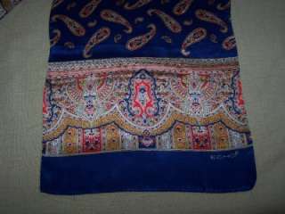 Vintage Paisley Silk Echo Scarf 11 x 52 Hand Rolled  