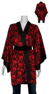 JOSIE NATORI Red Silk Kimono Style Robe XS 0 2 4 NEW  