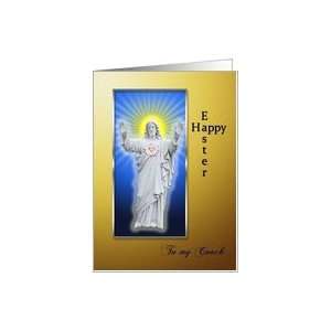  Happy Easter For a Coach, Christ Statue Card Health 