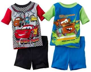Boy 4PC Disney Cars Lightning McQueen Tow Mater Pajama Shirt Short 