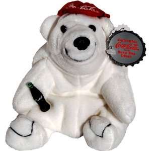  Coke Polar Bear in Red Baseball Cap Bean Bag Plush #0111 