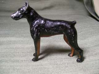 Antique Solid Lead Doberman Pinscher Dog Figurine Paperweight Toy 