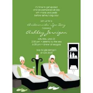  Spa Day Olive Spa Party Invitation 