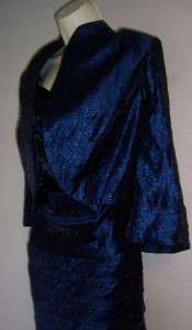   Woman Navy Blue Shutter Pleat Formal Gown dress & Jacket 22W 22  