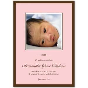   Birth Announcements   Simple Border Soft Pink By Fine Moments Baby
