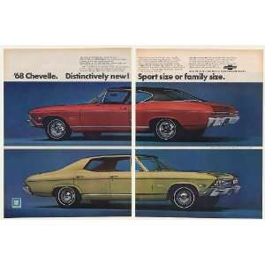 1968 Chevy Chevelle Malibu Sport Coupe and Sedan 2 Page Print Ad 
