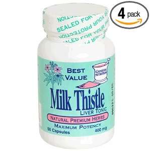  Genesis Nutrition Milk Thistle, 400 mg, 50 Count Bottles 