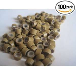  100 PCS 5mm Light Brown Silicone Lined Micro Links Rings Beads 