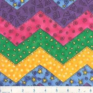  45 Wide Funny Farm Flannel Zig Zags Primary Fabric By 
