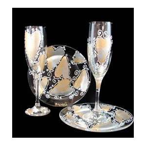   Design   Hand Painted   Toasting Flutes/Cake Plates