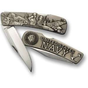    Navy Lockback Knife   Large Nickel Antique 