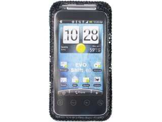 BLACK SKULLS BLING DIAMOND CASE COVER HTC EVO SHIFT 4G  