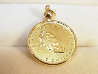   1990 Maple Gold Coin In Pendant Holder 1/10 oz. .9999 pure  