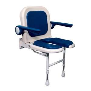  AKW U Shaped Padded Fold Up Shower Seat with Back and Arms 