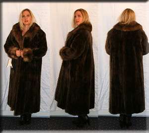 New Sheared Beaver Fur Coat Russian Sable Trim 12 14 L  