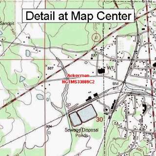   Topographic Quadrangle Map   Ackerman, Mississippi (Folded/Waterproof