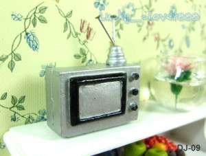 12 Dollhouse Miniature Vintage Metal Monochrome Television TV  