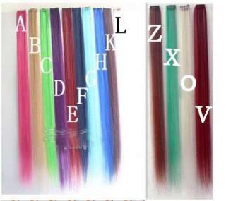 New LOT 5 x Colored Clip on In Hair Extension 23 Long for Party 