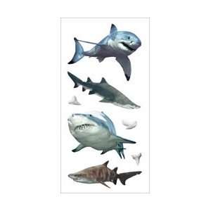   House Stickers 2X4 3/Pkg Sharks; 6 Items/Order
