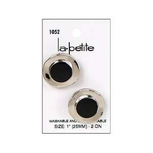  LaPetite Buttons 1 Shank Silver/Black 2pc Arts, Crafts 
