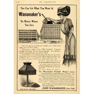  1910 Ad Wanamaker Portable Mission Lamp Victorian Lady 