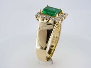   Retro 2.40ct Emerald & Diamond 18K Gold Engagement / Cocktail Ring