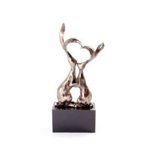   Loving Rabbits Hares Sculpture Marble Base New