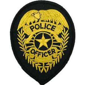 Police Officer Shield Patch Black & Yellow 3 3/4