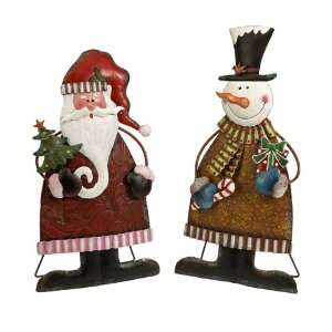  Set of 2 Eco Country Standing Santa Claus and Snowman 