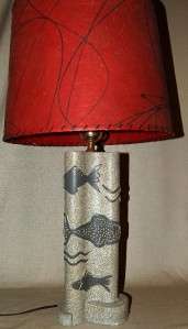   Century Modern Way Cool Fiberglass Shade Chalkware Lamp Fish Design