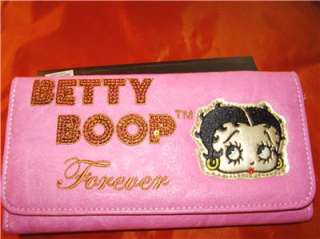 Betty Boop Forever Black Leather Tri fold Wallet  