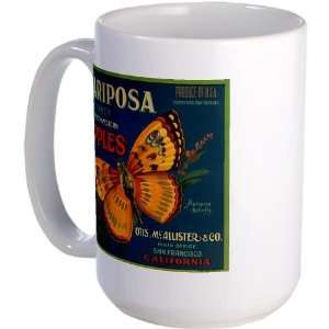  Mariposa Butterfly Fruit Crat Vintage Large Mug by 