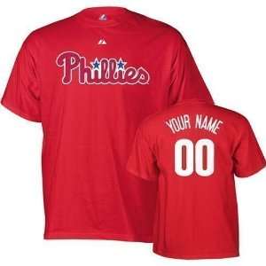  Philadelphia Phillies Custom Name and Number T Shirt (Red 