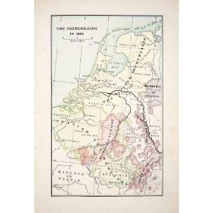 1907 Print Map Netherlands Spanish Cologne 1661 Kingdom United Munster 