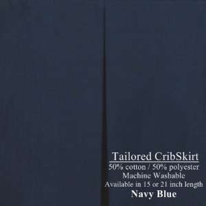  Navy Blue Cribskirt 21 inch Dust Ruffle for Cribs Tailored Baby