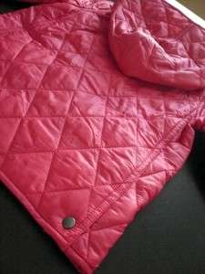 NWT Auth. Burberry Pink Girl Quilted Check Trim Hooded Jacket Coat Sz 