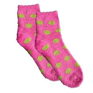 Red Carpet Studios Spa Socks, Pink and Lime Green Polka Dot  