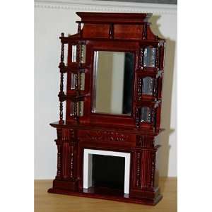  Victorian Mirrored Mahogany Fireplace Dollhouse Miniature 