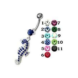  Jeweled Sea Horse Dangling Belly Ring Body Jewelry 