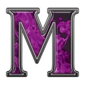  Reflective Letter M with Inferno Purple Flames   1 h   REFLECTIVE 