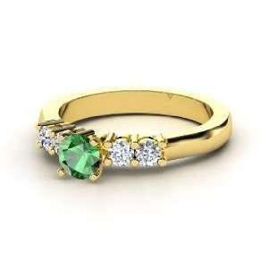  Scintillation Ring, Round Emerald 14K Yellow Gold Ring 